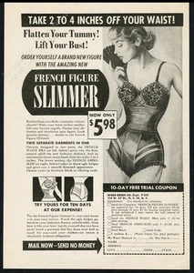 1954 sexy lingerie pinup woman art Ward Green French Figure Slimmer vtg print ad - Picture 1 of 7