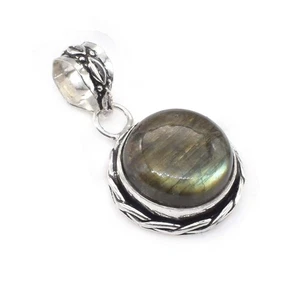 Ciondolo Flashy Labradorite Gemma Naturale Gioielli Placcato Argento 1,5" D758 - Foto 1 di 4