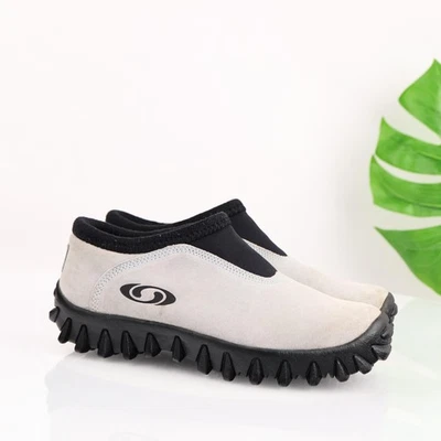 Salomon Zapatos Mujer Talla 9 Gris Negro Gamuza Sin Cordones Trail Mules Zuecos Contagrip Foto 1 de 4