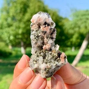 41G Natural chalcopyrite Pyrite Red Quartz Crystal Mineral Specimen/China - Picture 1 of 20