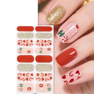 Nail Art Stickers Self Adhesive Christmas Nail Polish Wraps Full Cover (ZE0908)