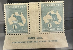 Australia - SG 109 / ACSC 34A(4)z - 1/- John Ash Imprint Pair - Fine LH Mint - Picture 1 of 2