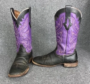 Resistol Ranch By Lucchese Boots Women’s 9 B Black Purple Western Cowboy ISSUES - Picture 1 of 24