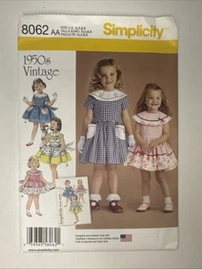 8062 1950s Vintage Dresses Toddler's & Child's Pockets Ribbon Size 1/2-1-2-3 - Picture 1 of 2