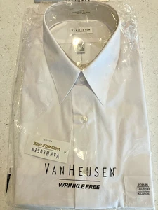 Van Heusen Mens Dress Shirt XL 17.5 32/33 White NEW Poplin Wrinkle Free - Picture 1 of 5