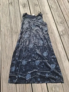 Maxi Vestido Sin Mangas Vintage 100% Seda Negro Floral Talla 14 Y2K Boho Fairy Años 90 00 - Imagen 1 de 3