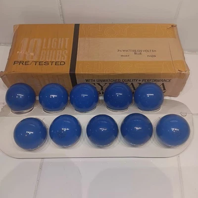 10 NEW Vintage Sylvania Blue S11 Teal  7.5 Watt  Light Bulb 115-125V  ROUND - Image 1 of 4