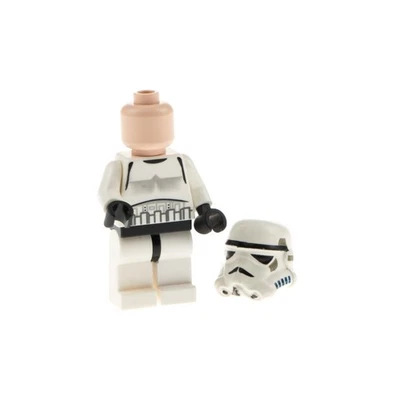 1x Lego Minifigur Star Wars Stormtrooper weiß Kopf hell nougat Helm Typ1 sw0036a - Bild 1 von 4