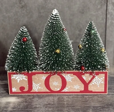 Decoración de mesa de madera de vacaciones de Navidad 'Alegría' NUEVO Foto 1 de 4