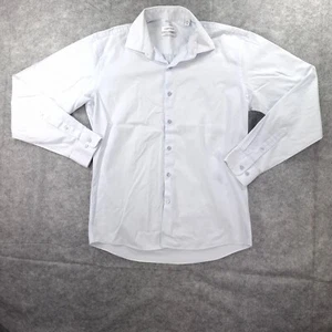 Calvin Klein Slim Fit Sz 41/92 Button Up Long Sleeve Blue Shirt Embroidered Logo - Picture 1 of 10
