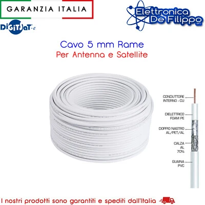 DIGISAT Cavo 5 mm Rame Per Antenna e Satellite 20 mt