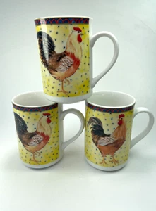 American Atelier Rustic Chicken Mugs Petite Provence 12oz Set of 3 Retired C73 - Picture 1 of 21