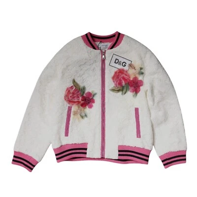 DOLCE & GABBANA Kids Sweater White Logo Floral Full Zip s. Tag 4 Years 1440usd — 第 1/4 张图片
