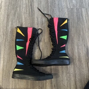 Converse XXHI All Star Knee High Chuck Taylor Black Neon Women Sz 9 Mens 7 MINT - Picture 1 of 10