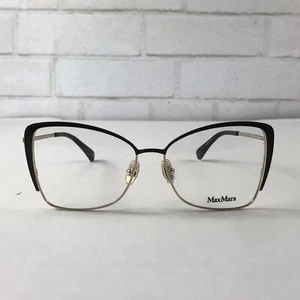MAX MARA MM5130 001 NEW $265 Shiny Black Gold Women's Eyewear Frame 56/15/140 - Picture 1 of 9