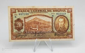 Bolivia Banknote 20 Bolivianos 1928 P-131 AU Crispy - Picture 1 of 2