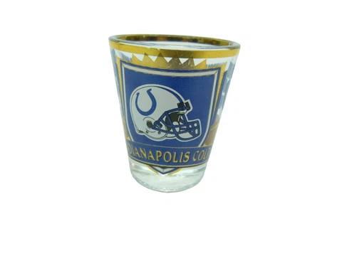 Indianapolis Colts Gold Trim NFL Shot Glass EUC Cover