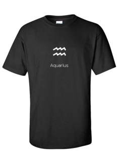 Wassermann Symbol Sternzeichen Astrologie Sterne Horoskop Geschenk lustig schwarz Baumwolle T-Shirt - Bild 1 von 3