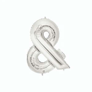 LARGE FOIL BALLOON AMPERSAND SILVER - & - Picture 1 of 1