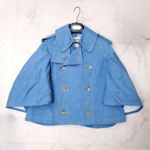 JUNYA WATANABE Denim COMME des GARCONS Poncho Style Short Trench Coat S Blue - Picture 1 of 8