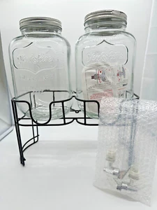 Yorkshire Glassware 1898 Clear Glass & Spigot Beverage Dispenser Metal Stand - Picture 1 of 3