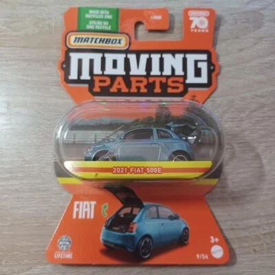 Matchbox 1/64 Diecast Moving Parts Blue 2021 Fiat 500E - Image 1 of 2