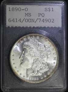 1890 O Morgan Silver Dollar BU Brilliant Uncirculated NUMEX Old Holder PQ - Picture 1 of 2