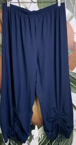Pantalones Bryn Walker grandes italianos de tela fruncida delanteros azules - Imagen 1 de 7