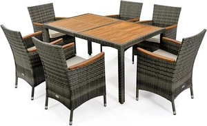 7 tlg. Polyrattan Gartenmöbel Set Sitzgruppe Essgruppe Sitzgarnitur Outdoor - Bild 1 von 8