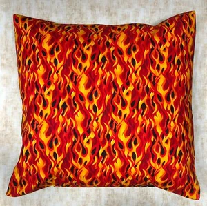 Flames Fire Cushion Cover Case fits 18"x18" Timeless 100% Cotton Fabric - Picture 1 of 2