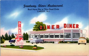 CARDIFF, NEW JERSEY - RISTORANTE GREATWAY DINER - CARTOLINA D'EPOCA - Foto 1 di 2