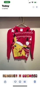 Child size Large Pokemon Pikachu Christmas/Winter Sweater Size Medium Red Yellow - Picture 1 of 10