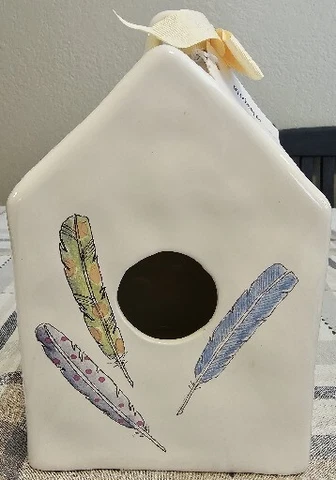 Rae Dunn Feather Birdhouse Artisan Collection by Magenta Square Yellow Ribbon Cover