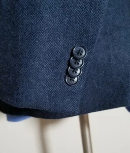 Nuevo 38R Tommy Hilfiger Azul Negro Espiga Tweed Abrigo Deportivo Chaqueta Blazer - Imagen 1 de 6