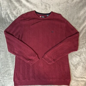 VINTAGE Chaps Jacket Adult Large Red Sweater Knit Pullover Long Sleeve 90s Y2K - Picture 1 of 12