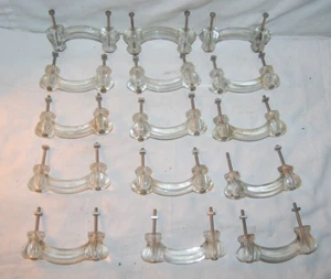15 VINTAGE CLEAR GLASS 4.25" HANDLES 3" HOLES Kitchen Cabinet Door Drawer Pulls - Picture 1 of 4
