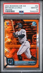2022 Bowman Chrome Sapphire Edition Orange #/75 Bryan De La Cruz #52 PSA 10 RC - Picture 1 of 2
