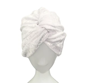 White Velvet Velour Turban Twist Head Wrap Comfy Luxury Velvet Winter 1940s - Picture 1 of 11