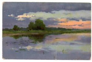Flooding " Maslov Painting Landscape Nature River Clouds Postcard Russian Empire - Picture 1 of 2