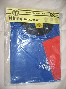 Vintage Viking Blue and Orange Short Sleeve Nylon Casual Motocross Jersey - Picture 1 of 4