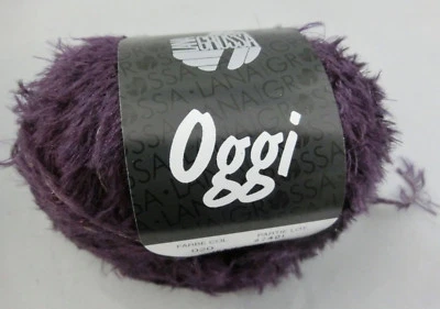 (99 €/ kg): 50 g LG OGGI,  plüschiges Fransengarn, Fb. 020 Aubergine   #3445 - Bild 1 von 2