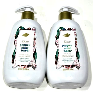 2 Pk Dove Pepper Mint Bark Limited Edition Candy Chocolate Scent Hand Wash 12oz - Picture 1 of 1