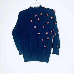 Zara Sweater girls 10 navy pom pom knit - Picture 1 of 7