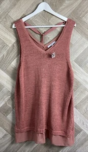 NEXT Blush Pink Knitted Sleeveless Long Top Size XL New With Tags - Picture 1 of 19