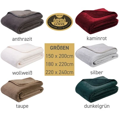 Gözze Merino-Feeling Kuscheldecke 600g/m² Wohndecke Tagesdecke Bettüberwurf - Bild 1 von 4