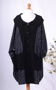 AKH GERMANY AMAZING LAGENLOOK BLACK JACKET/COAT PLUS SIZE POCKETS 26/28 - N6663 - Picture 1 of 4