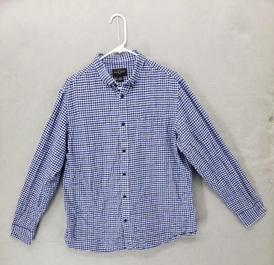 Black Brown 1826 Shirt Mens XL Blue White Plaid Flannel Button Up Casual Cotton - Image 1 of 4