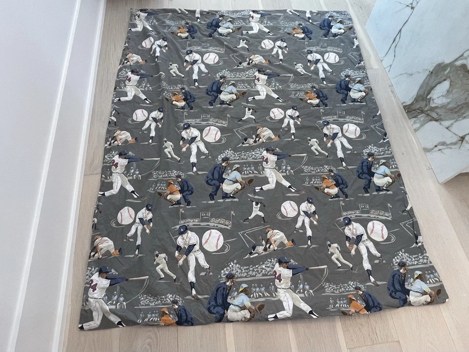 Funda nórdica doble Pottery Barn niños jugador de béisbol 100 % algodón orgánico usada en excelente estado deportiva Foto 1 de 4