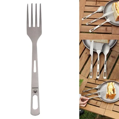 Titanium Cutlery Fork Home Kitchen Restaurant Event Camp Lightweight Camping - Image 1 of 4