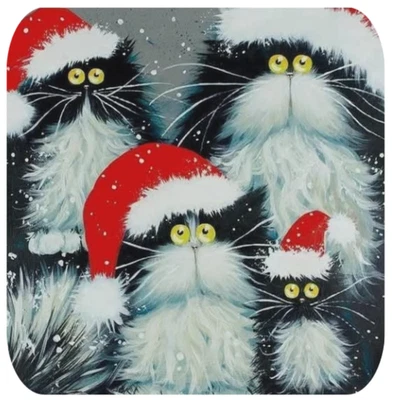 INVIERNO SOMBRERO ROJO GATO GATITO VACACIONES TEMÁTICA OPT 1 ALFOMBRILLA DE RATÓN GRUESA 9" X 7" Foto 1 de 4